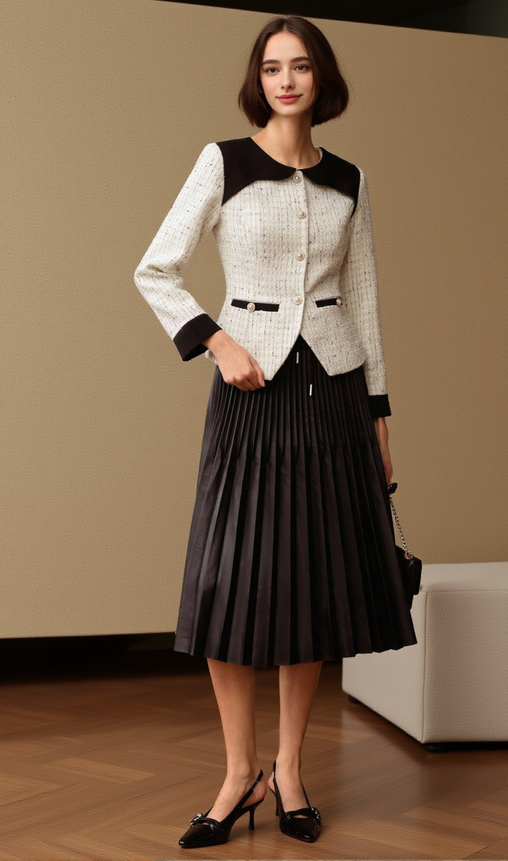 MANDY TWO-TONE PLEATED TULLE SUIT