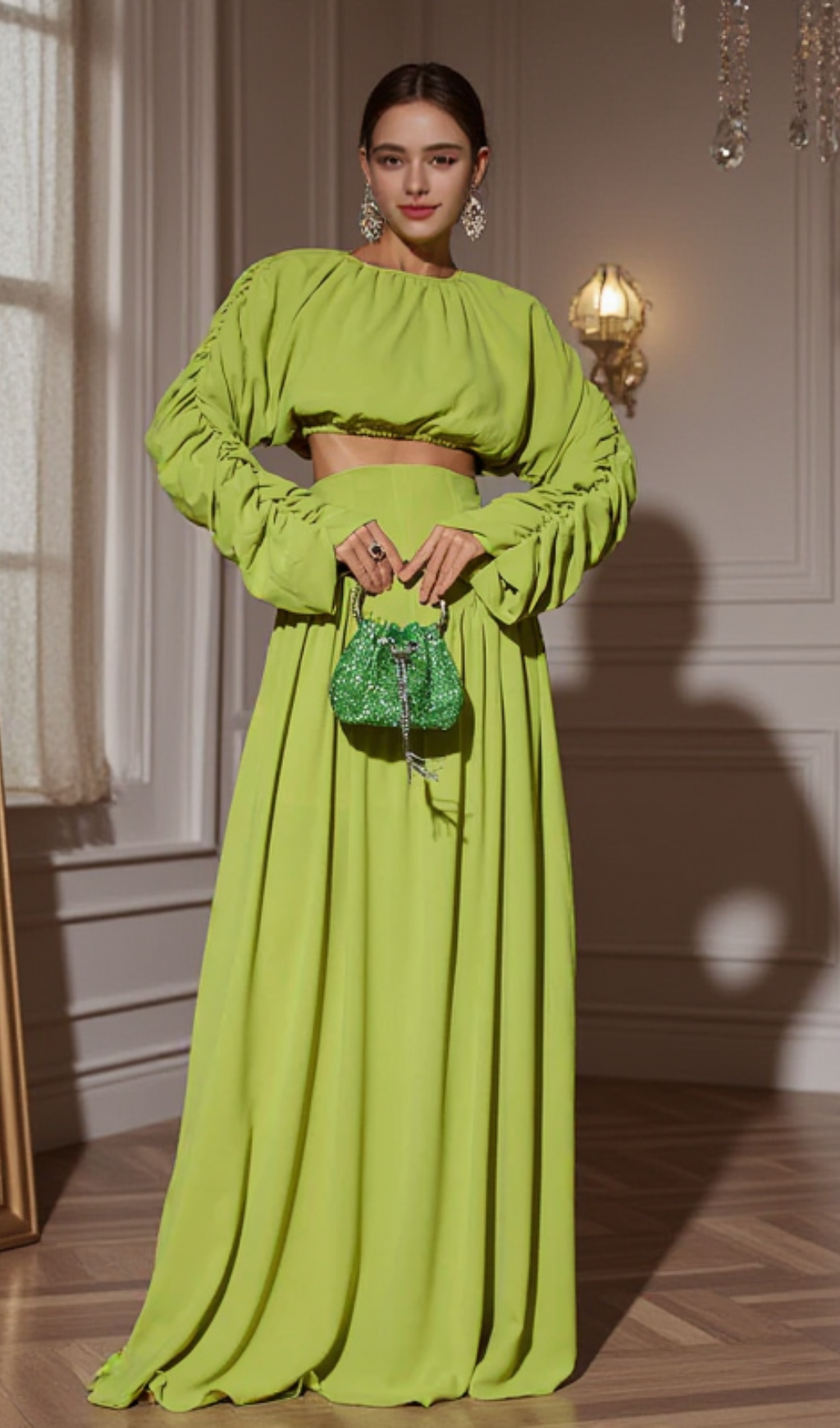 MOKGADI LONG SLEEVE RUCHED SKIRT SET