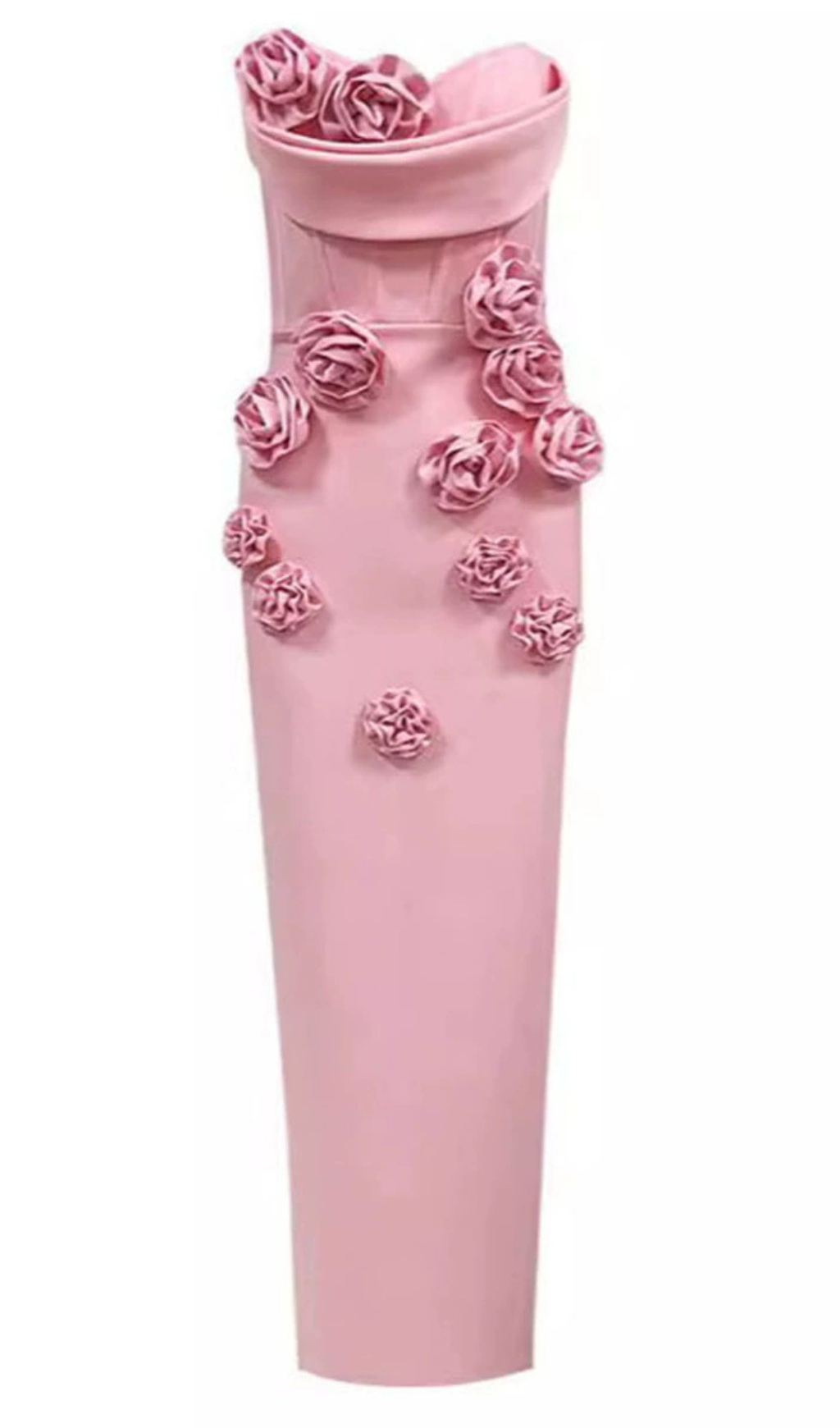 ABITO LUNGO A FIORI CON SPALLE SCOPERTE COLOR FUCSIA