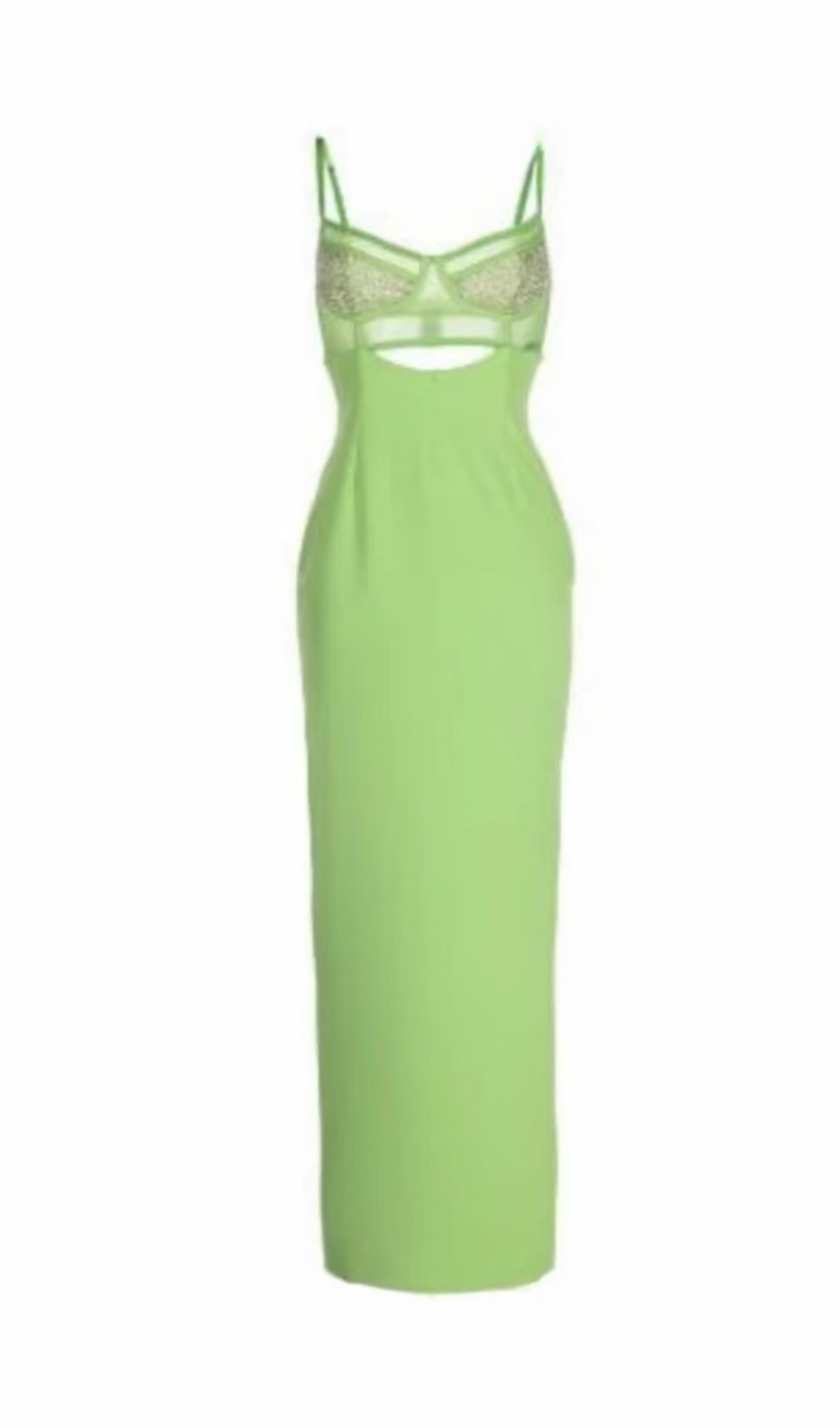 GREEN BEADING BANDAGE MIDI DRESS