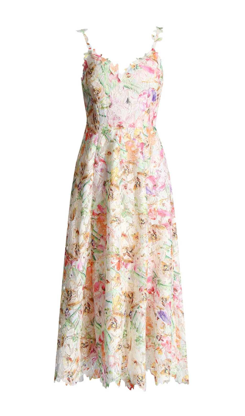 ABITO MIDI CON STAMPA FLOREALE COLORATA