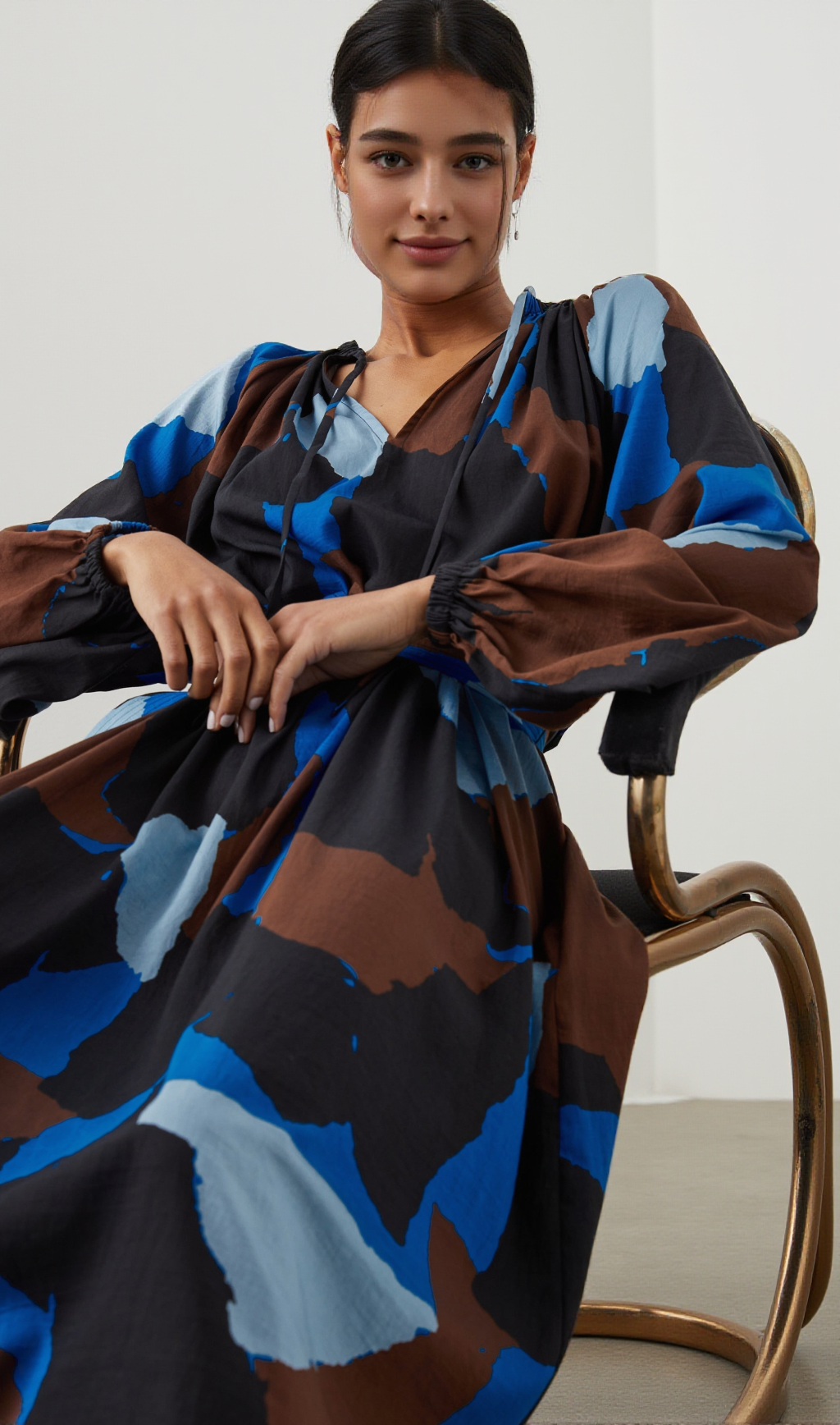 Leanna-Kleid – Blauer Mehrfarbblock