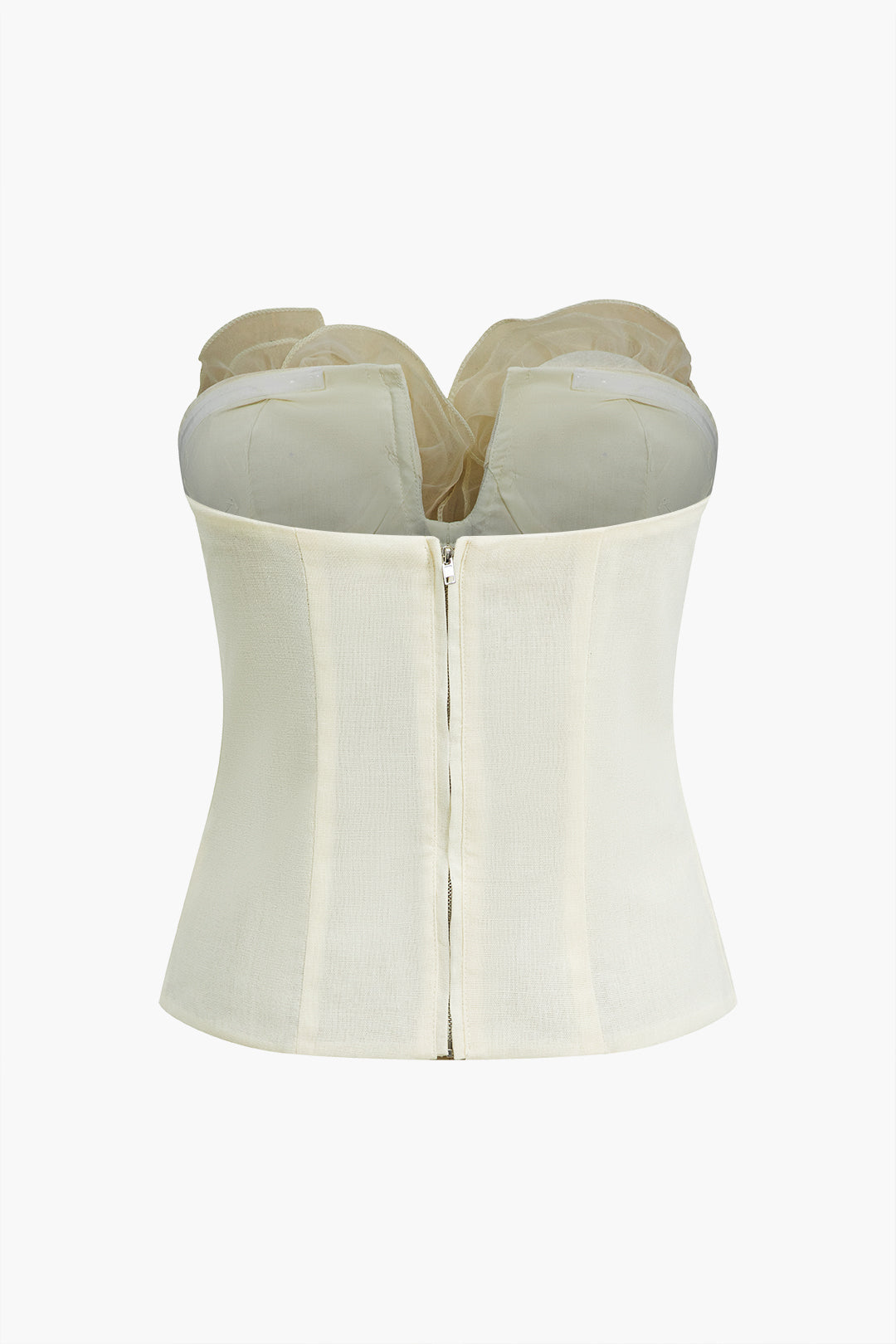 Trägerloses Tube-Top mit 3D-Blumenmuster