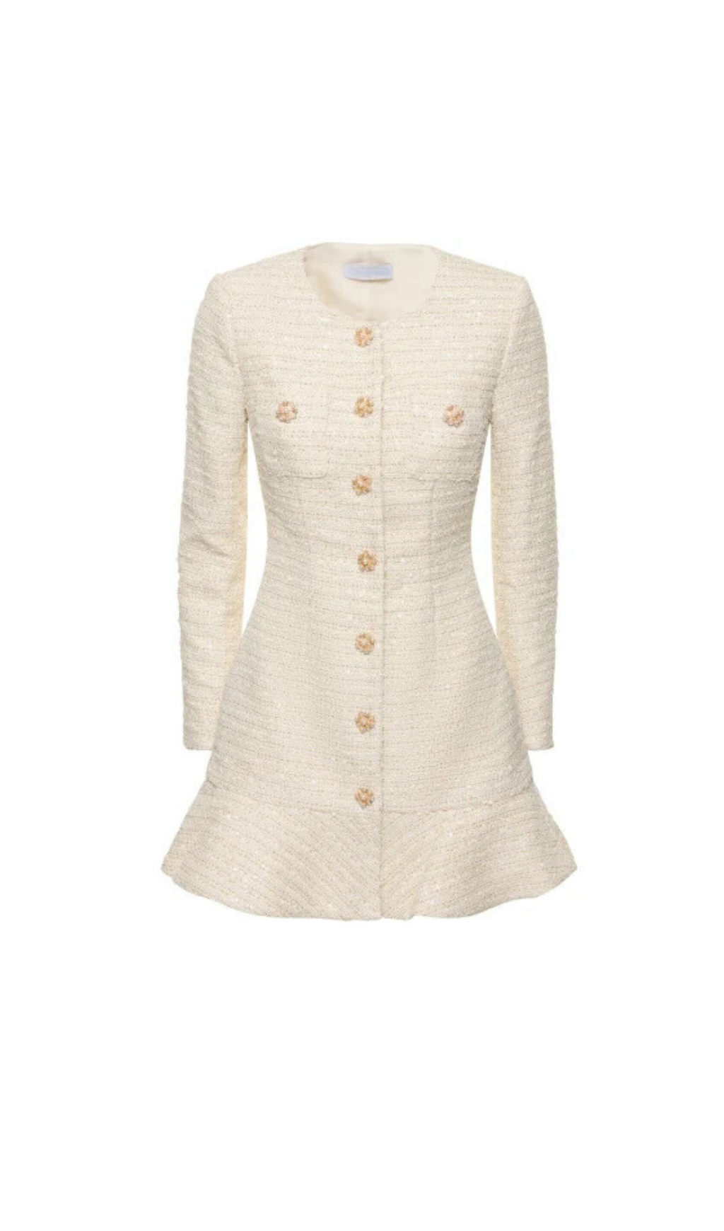 GOLD BOUCLE LONG SLEEVE MINI DRESS  AIIZIE