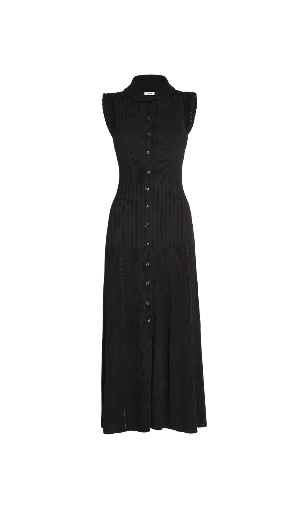 ÄRMELLOSES MAXIKLEID AUS GERIPPTEM STRICK