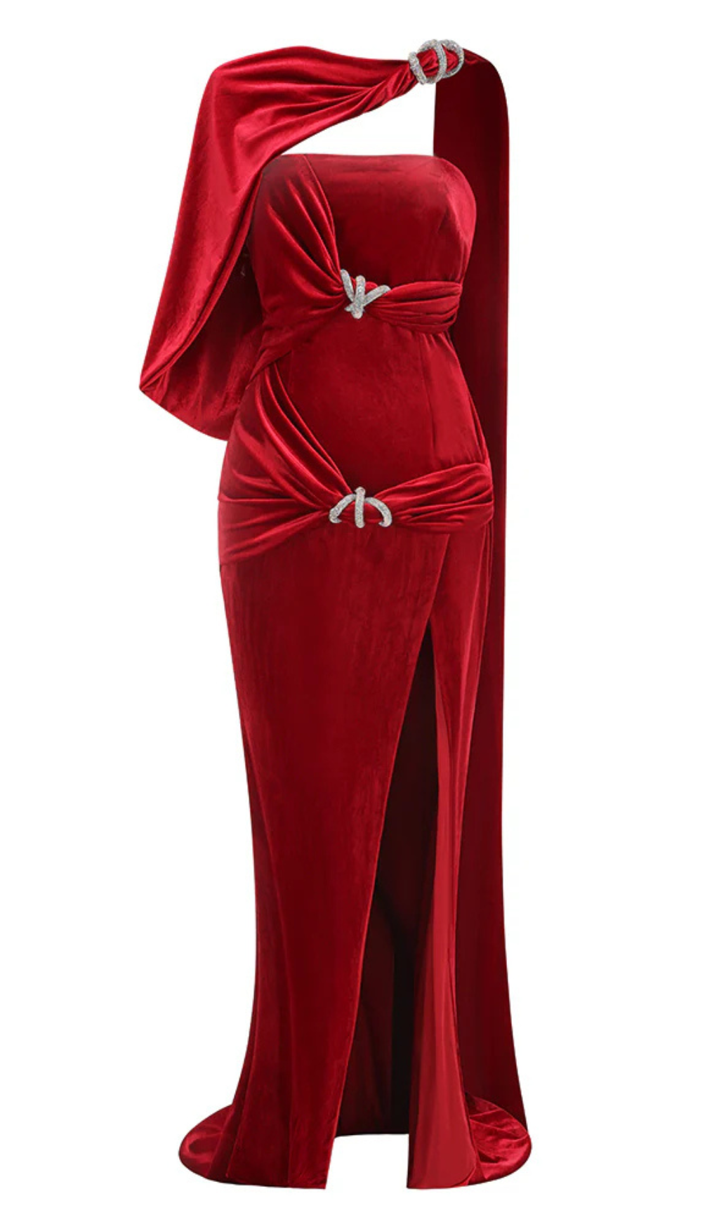 Samt-Caplet-Maxikleid in Rot