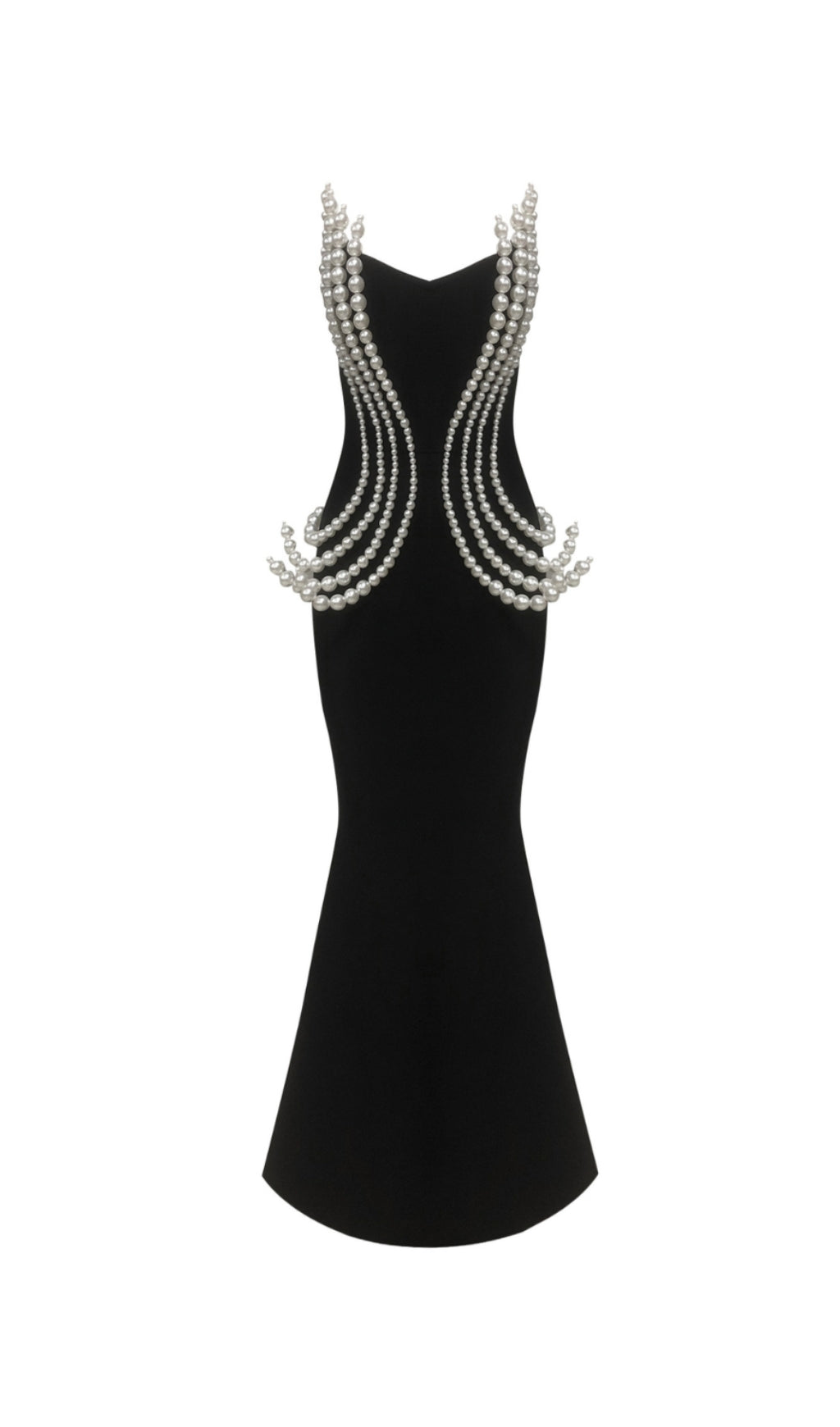 TIFFANY PEARL BANDAGE SLEEVELESS MAXI DRESS IN BLACK