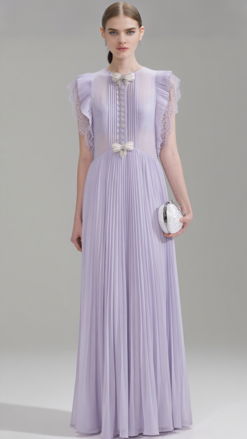lilac chiffon maxi dress LILAC CHIFFON RUFFLE MAXI DRESS – AIIZIE