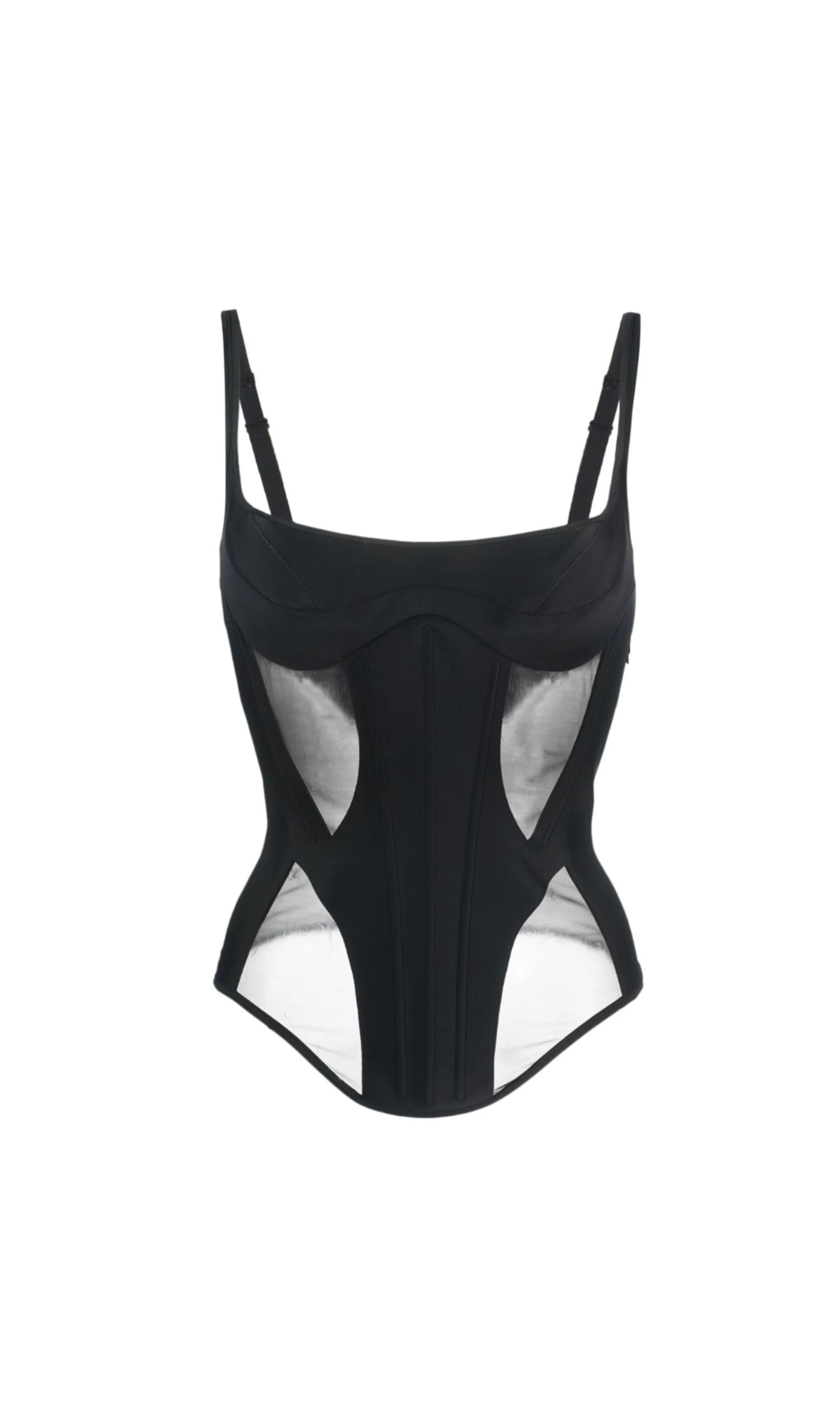 SCHWARZES ILLUSION-KORSETTOP MIT GEBUNDENEN EINSÄTZEN