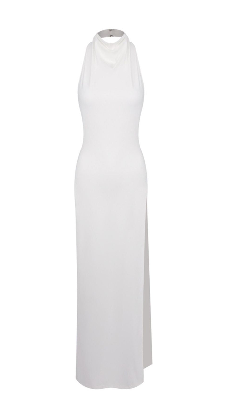 ISAURA WHITE BACKLESS RHINESTONE MAXI DRESS