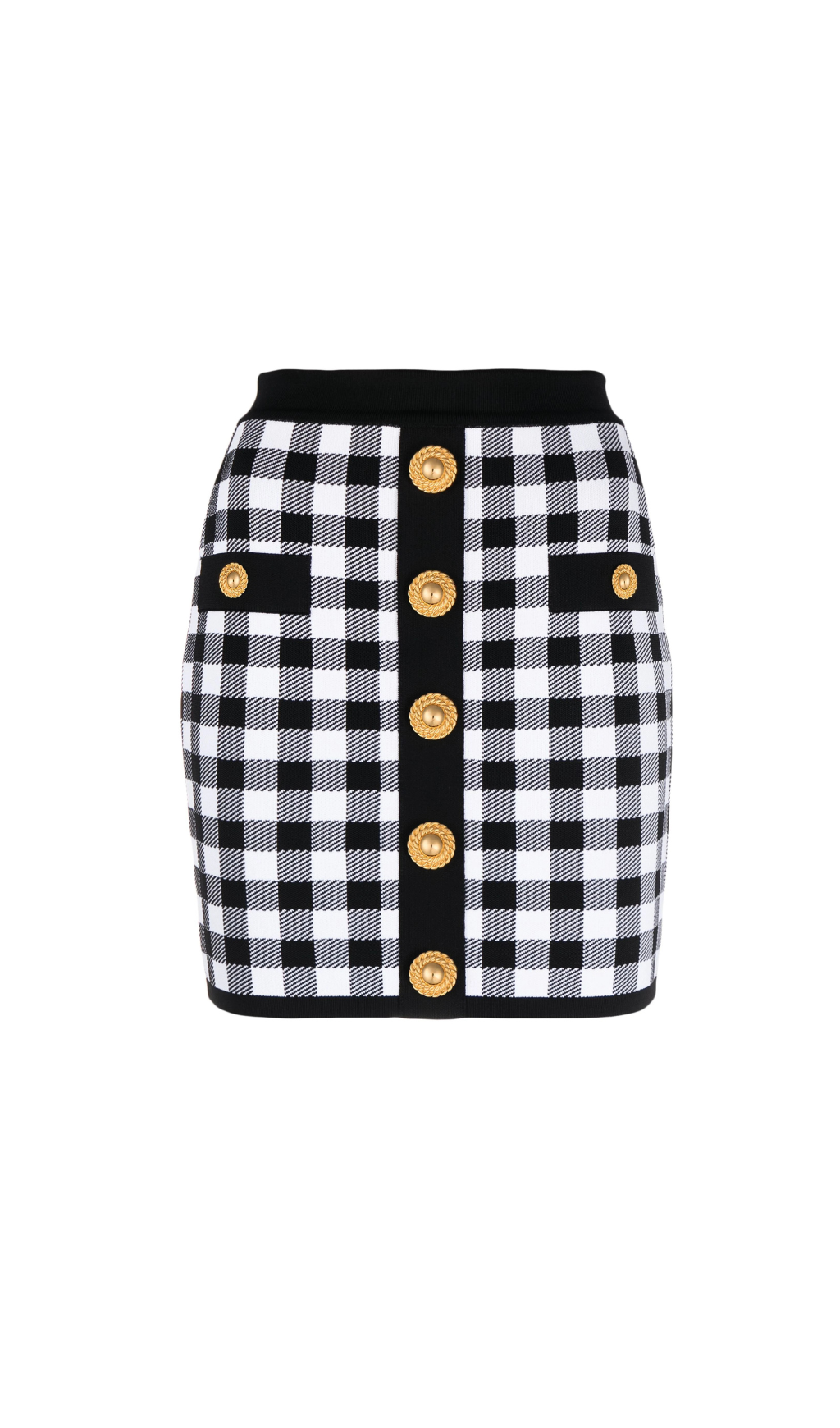 SCHWARZER FEINSTRICK-GINGHAM-ROCK
