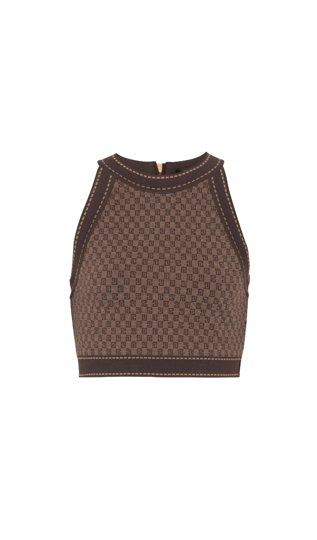 BRAUNES WOLLTOP MIT MONOGRAMM-JACQUARD