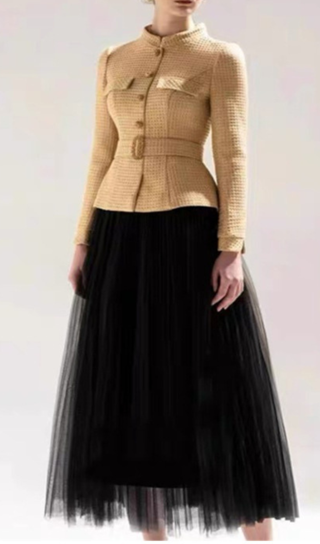 TWEED-KURZMANTEL-NETZROCK-ANZUG