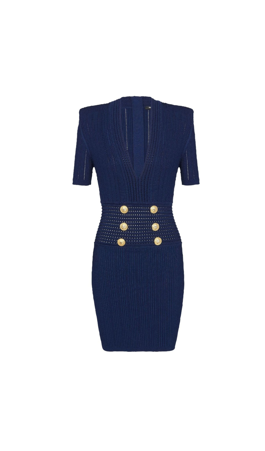 BLAUES STRICK-MINIKLEID