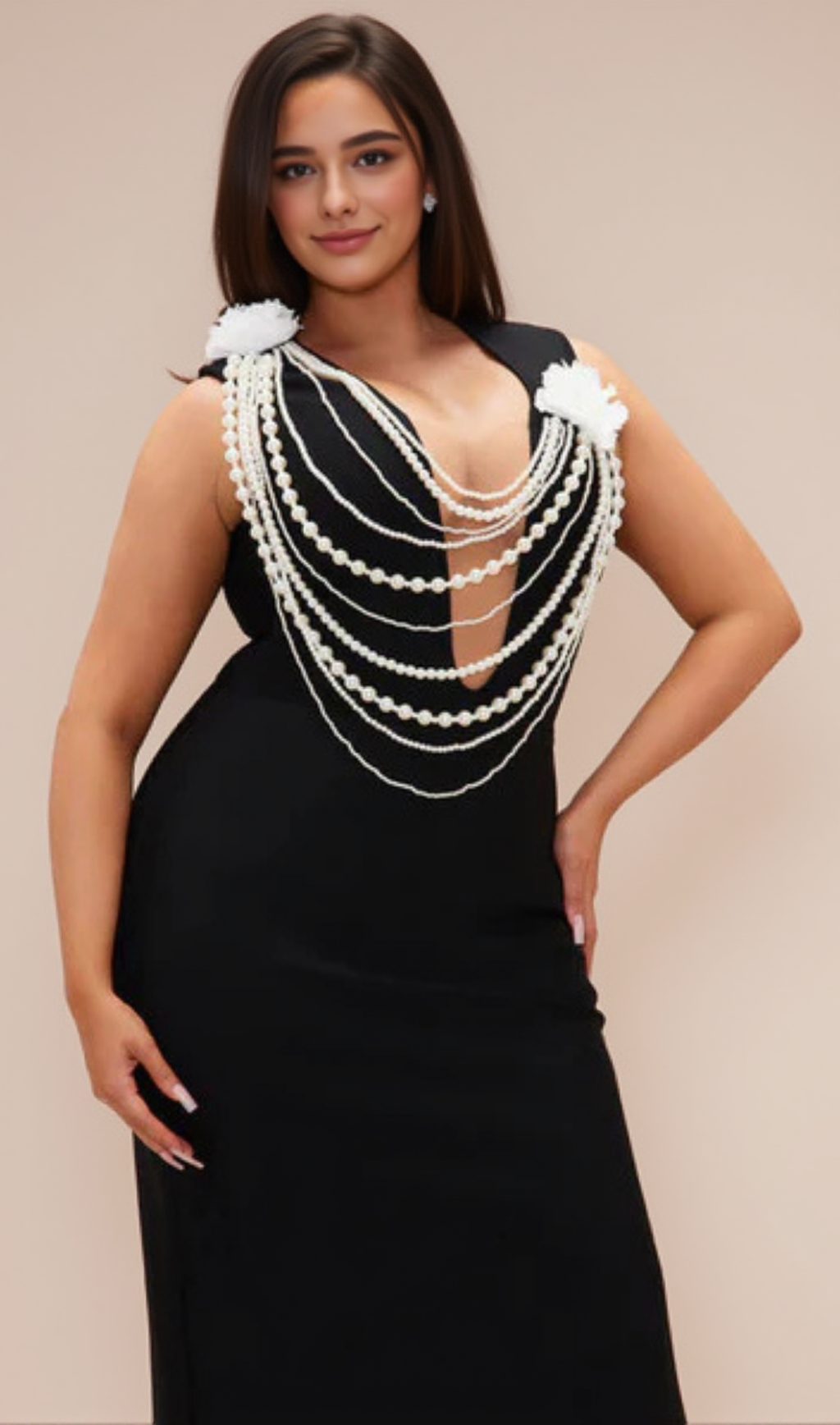 Cheyenne Pearl Bandage-Kleid in Schwarz