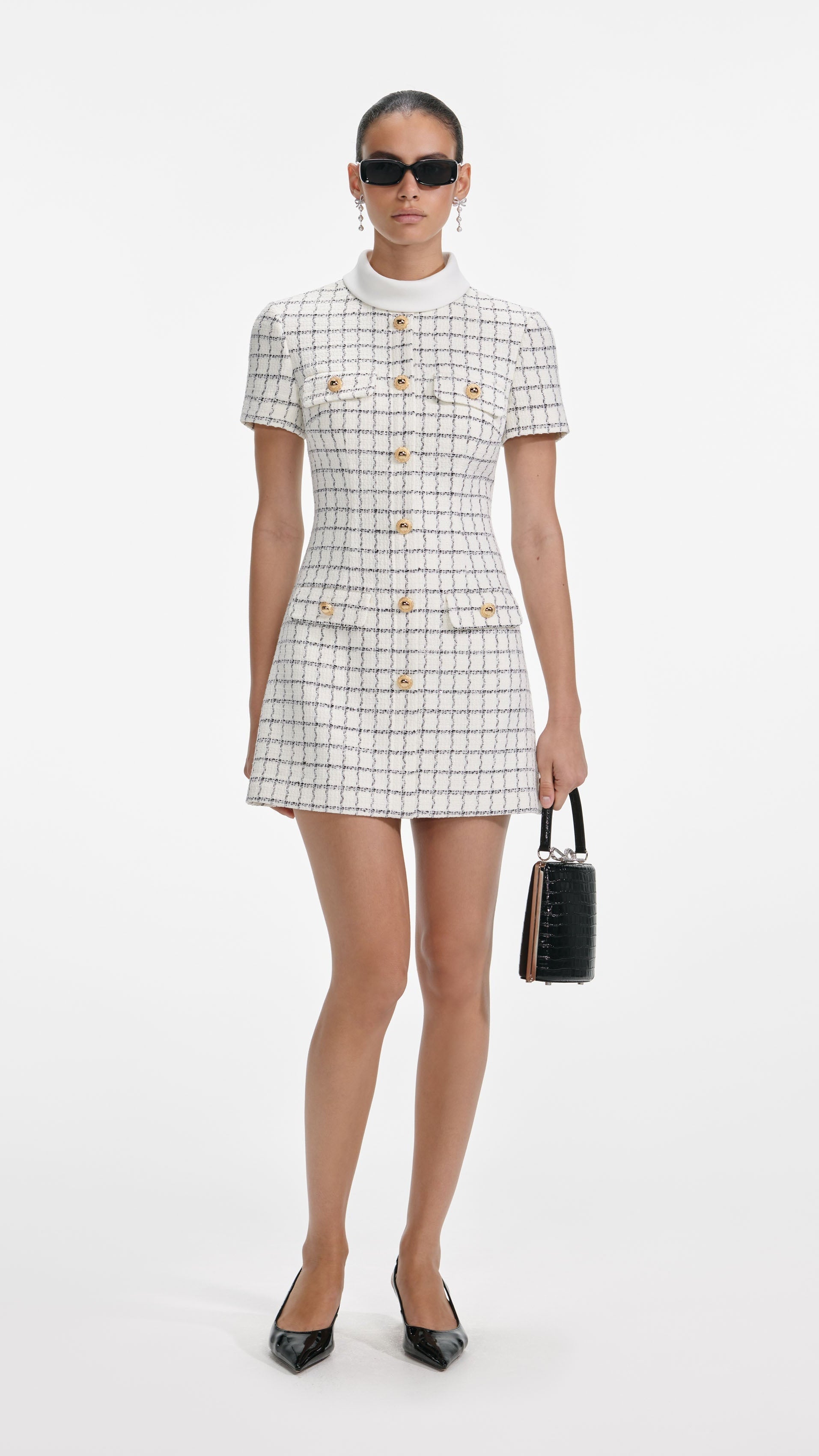 SALOME CHECK BOUCLE MINI DRESS