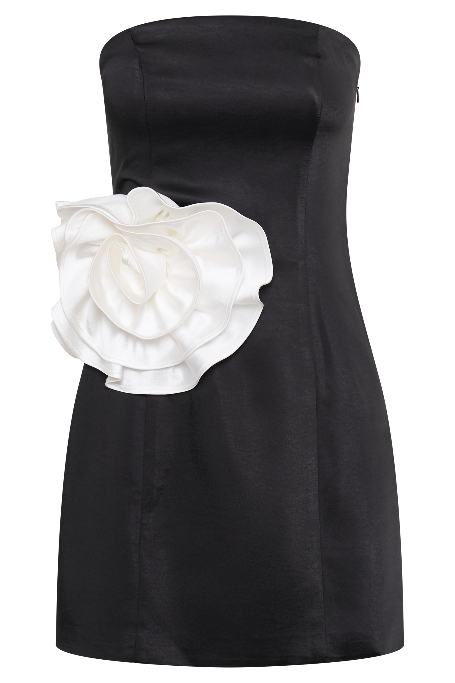 Trägerloses Minikleid „Bernadette“ in Rose-Optik - Schwarz