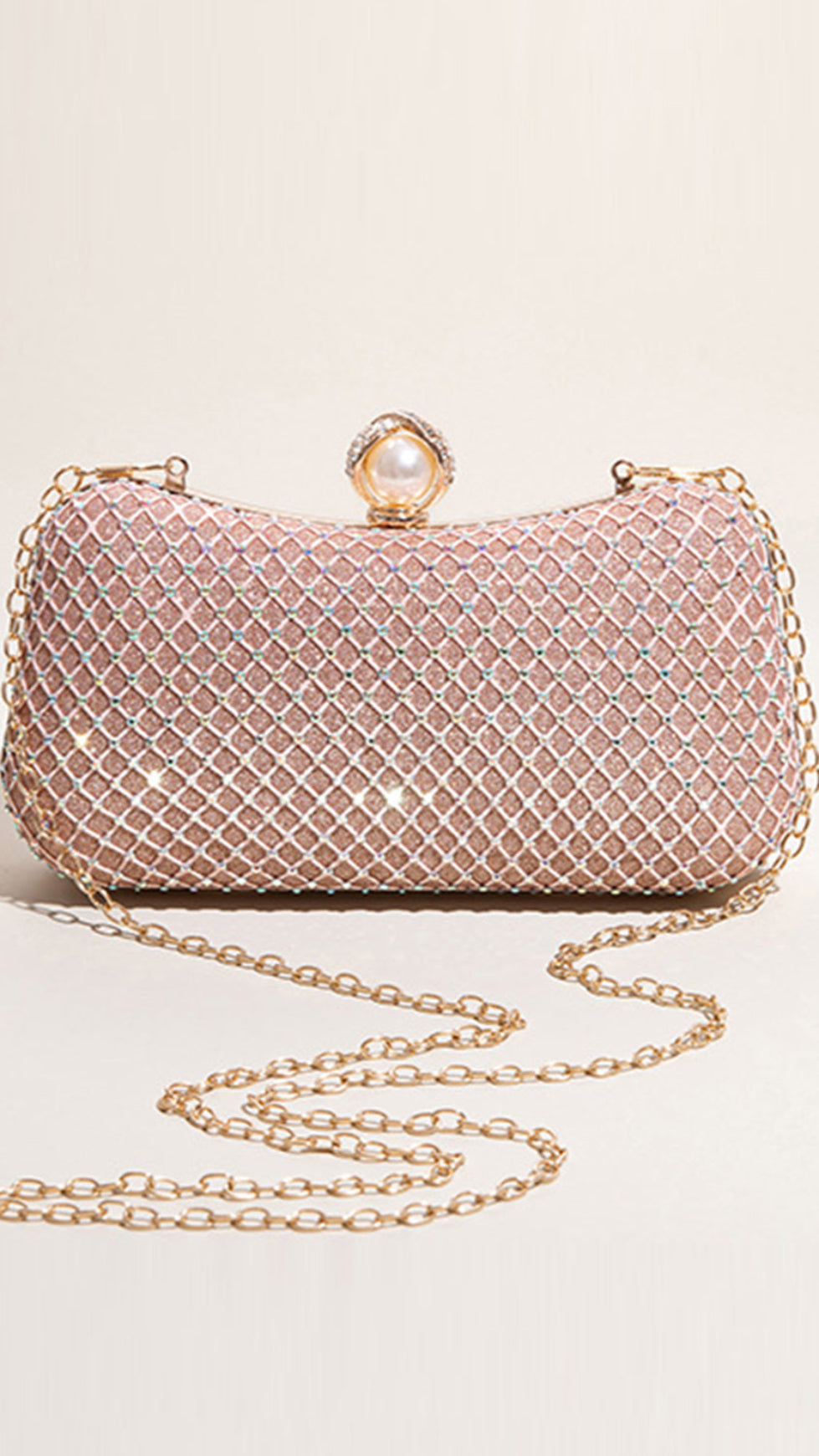 GLITTER BLUSH BEADED PARTY CLUTCH
