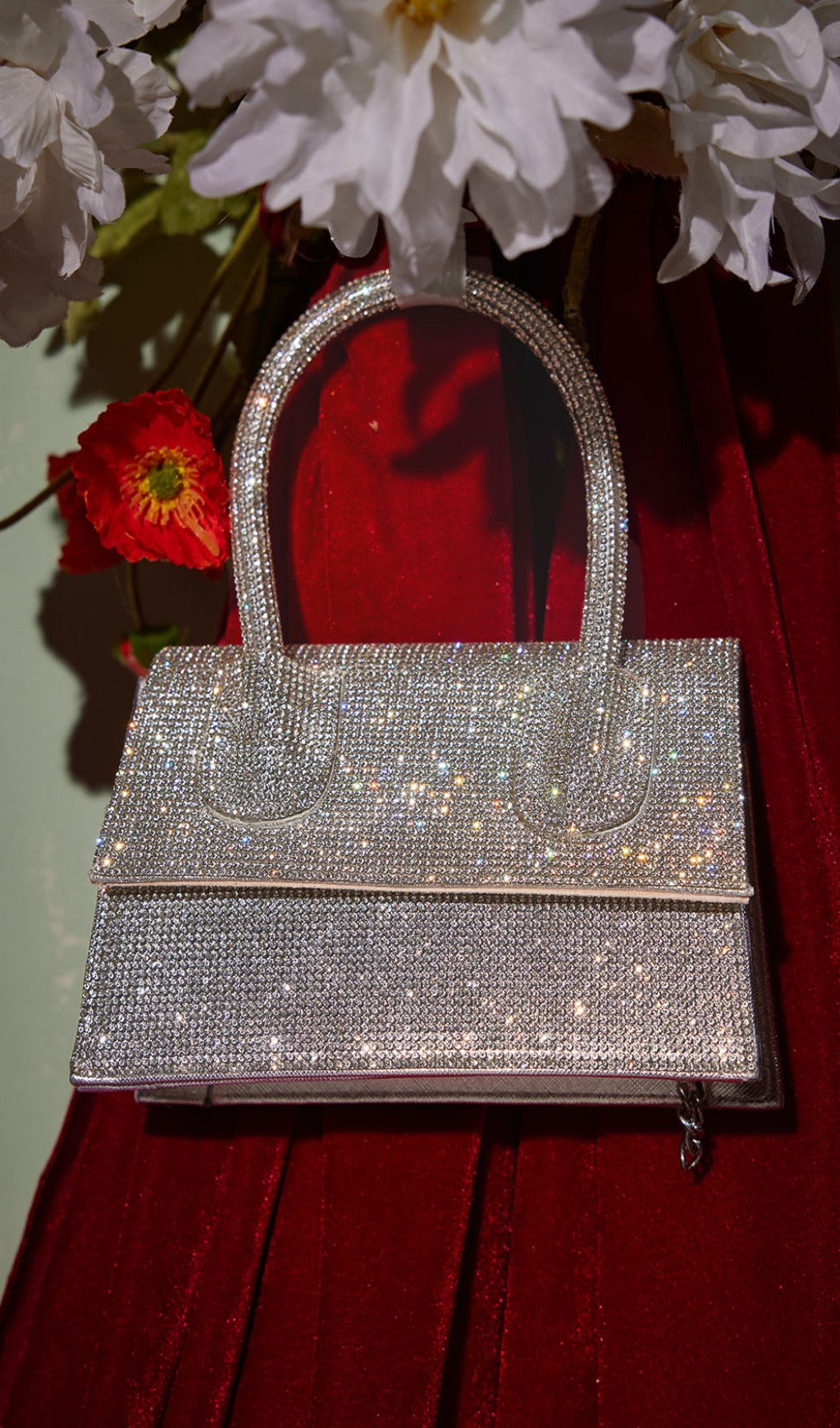 POCHETTE IN CRISTALLO ARGENTO