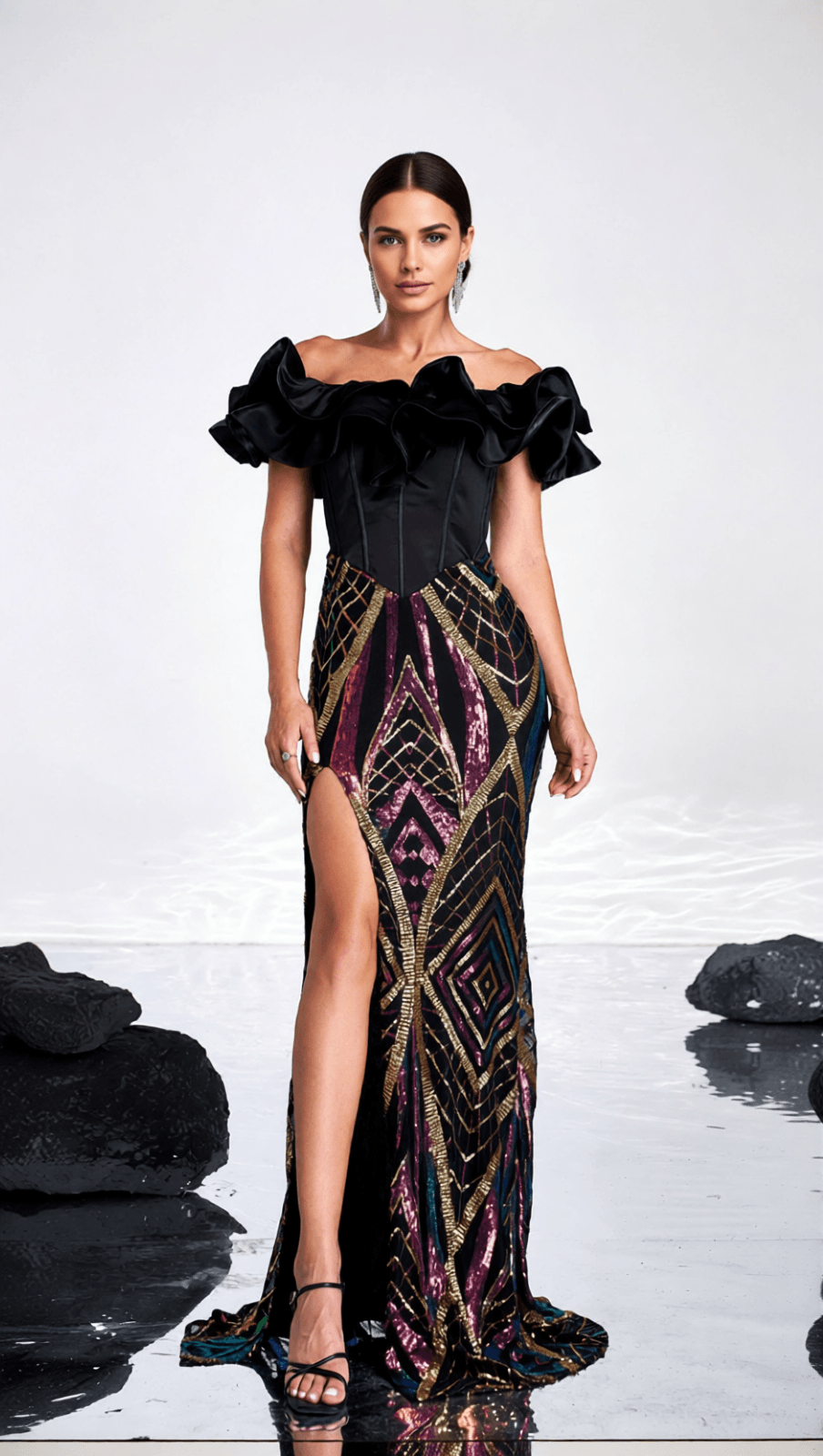 HONESTI DAZZLING SEQUIN CORSET MAXI DRESS - GLAMOROUS EVENING GOWN