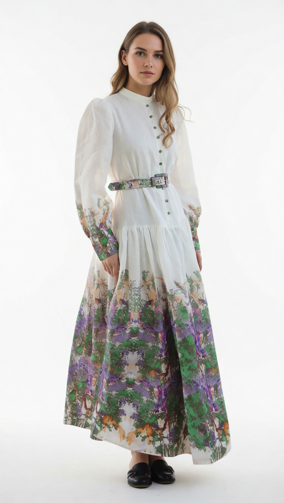 HUELA ARTISTIC FLOW MAXI DRESS | VIBRANT PRINT LONG SLEEVE FOR WOMEN