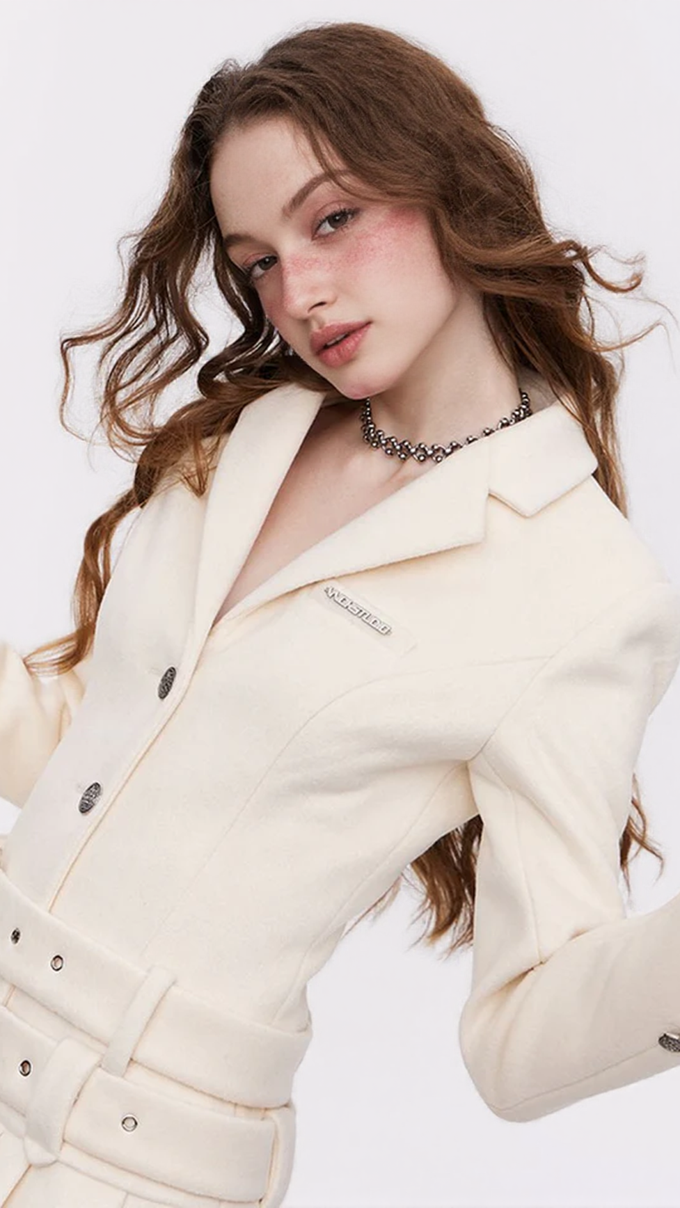 AIIZIE LONG SLEEVE SUIT PLEATED SKIRT IN BEIGE - product image