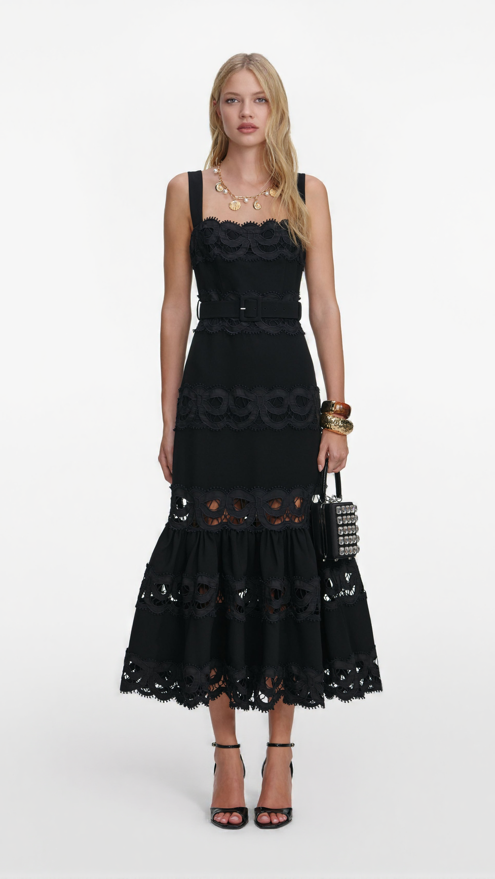 RAE BLACK CREPE MIDI DRESS