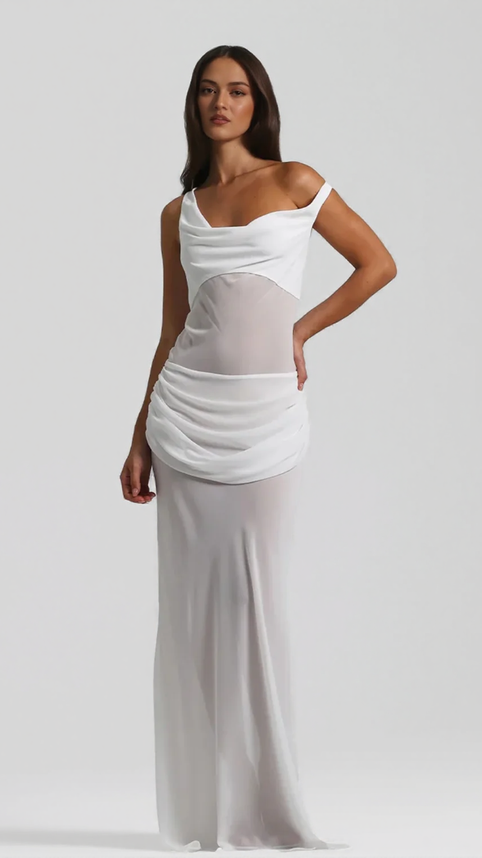 ISTAS WHITE CORSET MAXI DRESS | ELEGANT ONE-SHOULDER BRIDAL & GALA GOWN