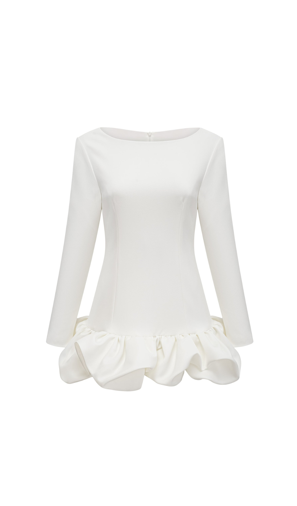 ELODIE BUBBLE-SKIRT MINI DRESS IN WHITE