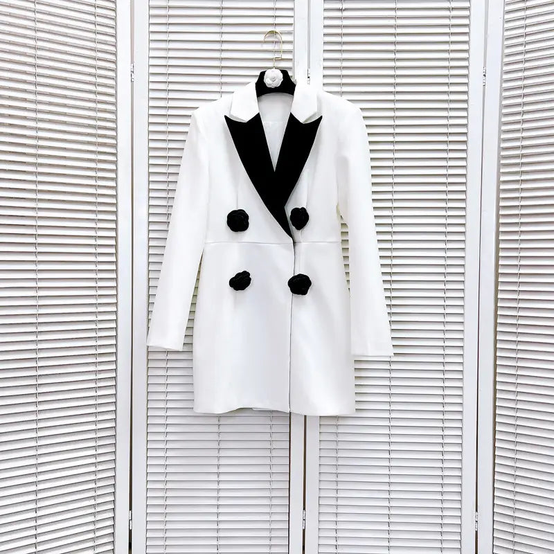 LETITIA FLORAL CONTRAST WHITE BLAZER MINI DRESS