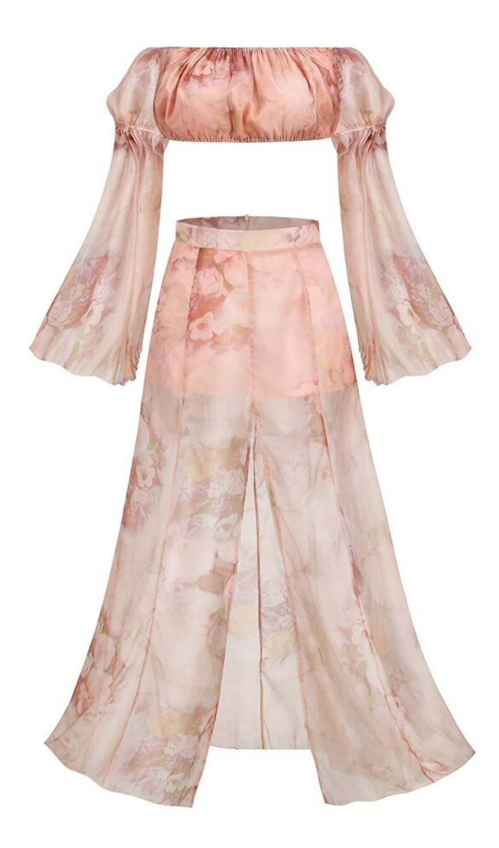 Maxikleid aus Seide mit Blumenmuster in Rosa