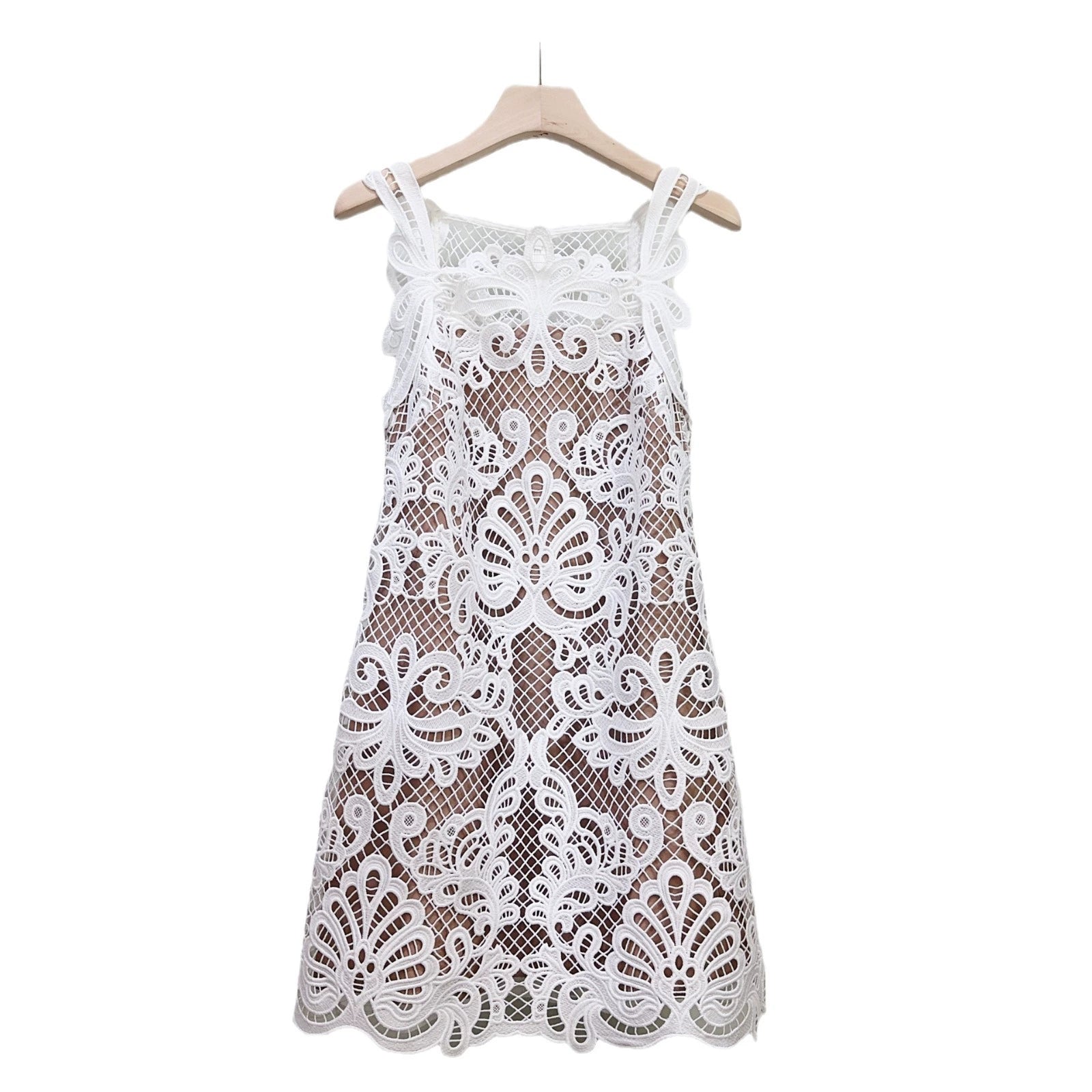 ODELETTE WHITE GUIPURE LACE MINI DRESS