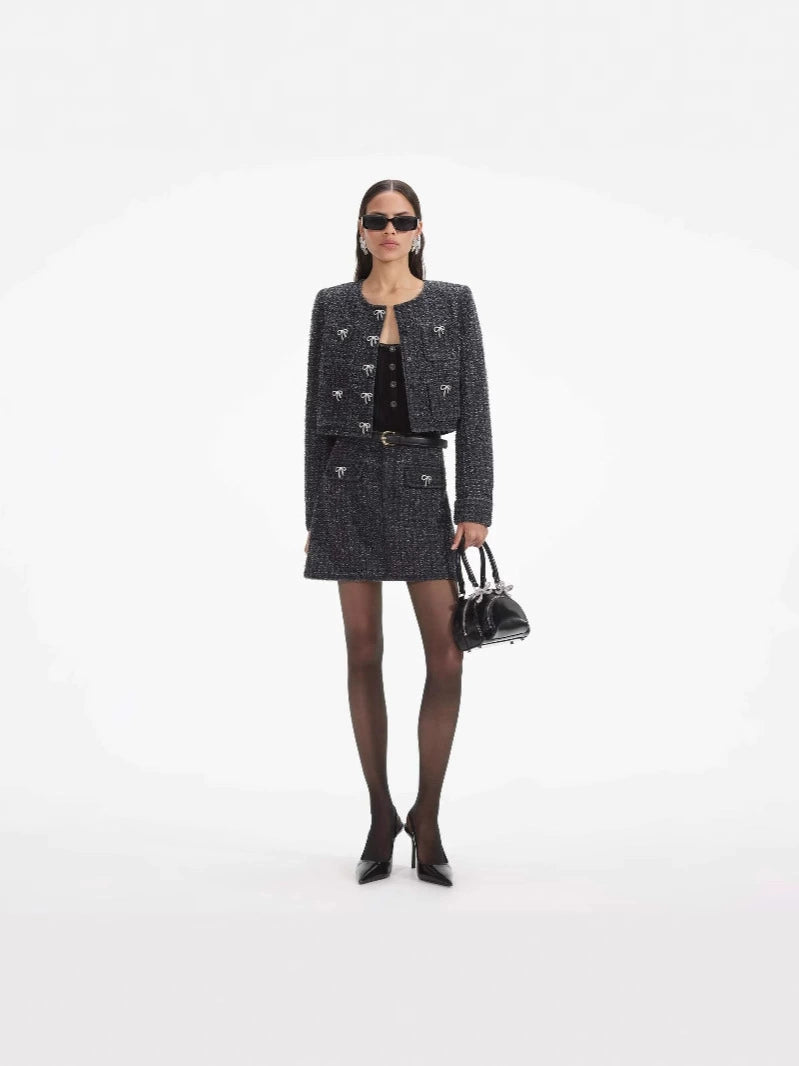 SCHWARZE STRUKTURIERTE DENIMJACKE