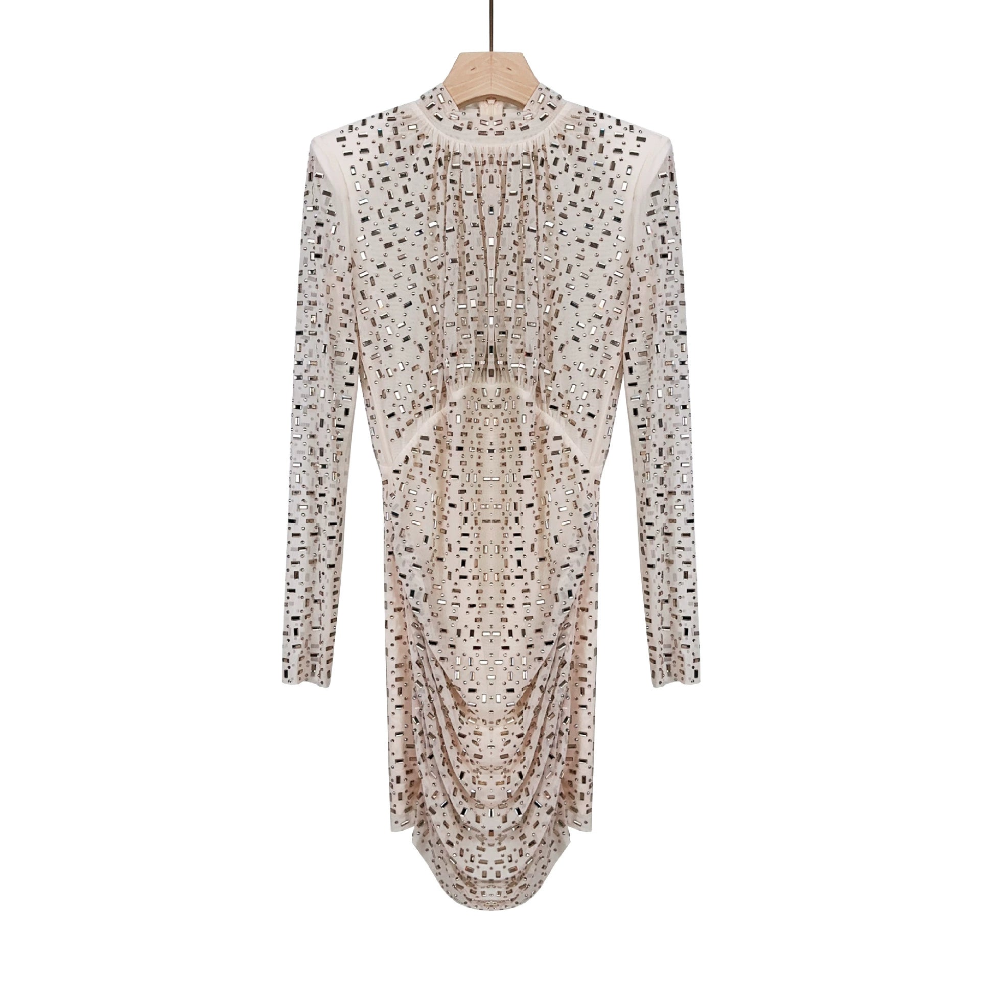 ALTHEA CHAMPAGNER-MINIKLEID AUS STRASS-NETZ