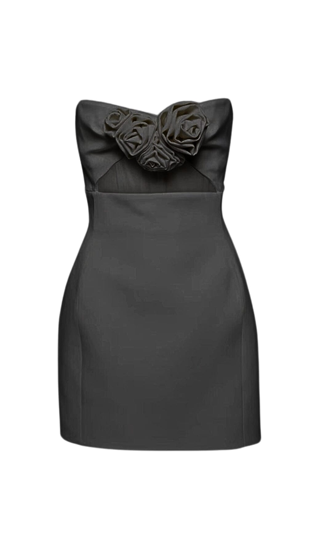 TRÄGERLOSES MINIKLEID MIT CUTOUTS IN SCHWARZ