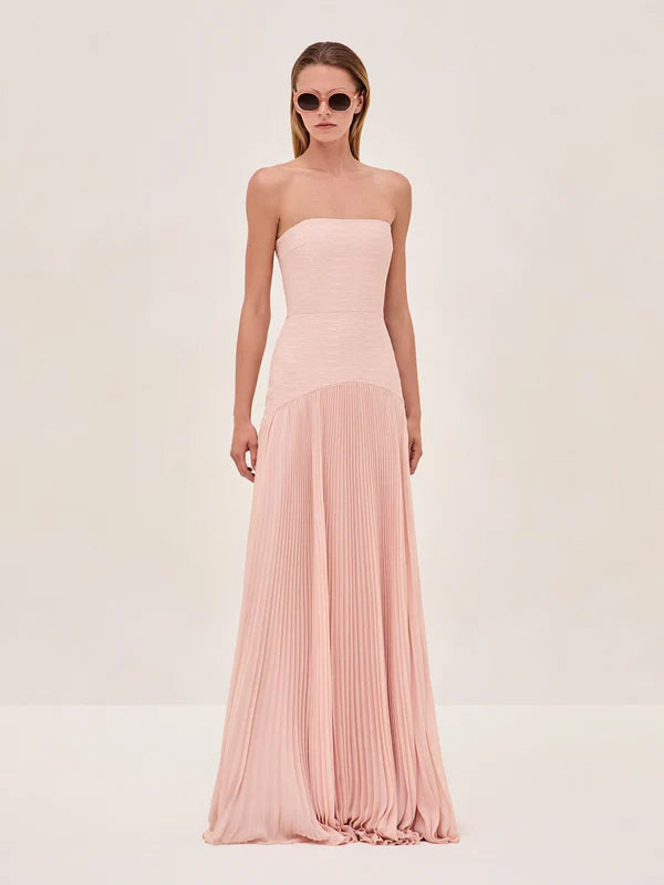 THEA STRAPLESS MESH BACKLESS MAXI DRESS IN PINK