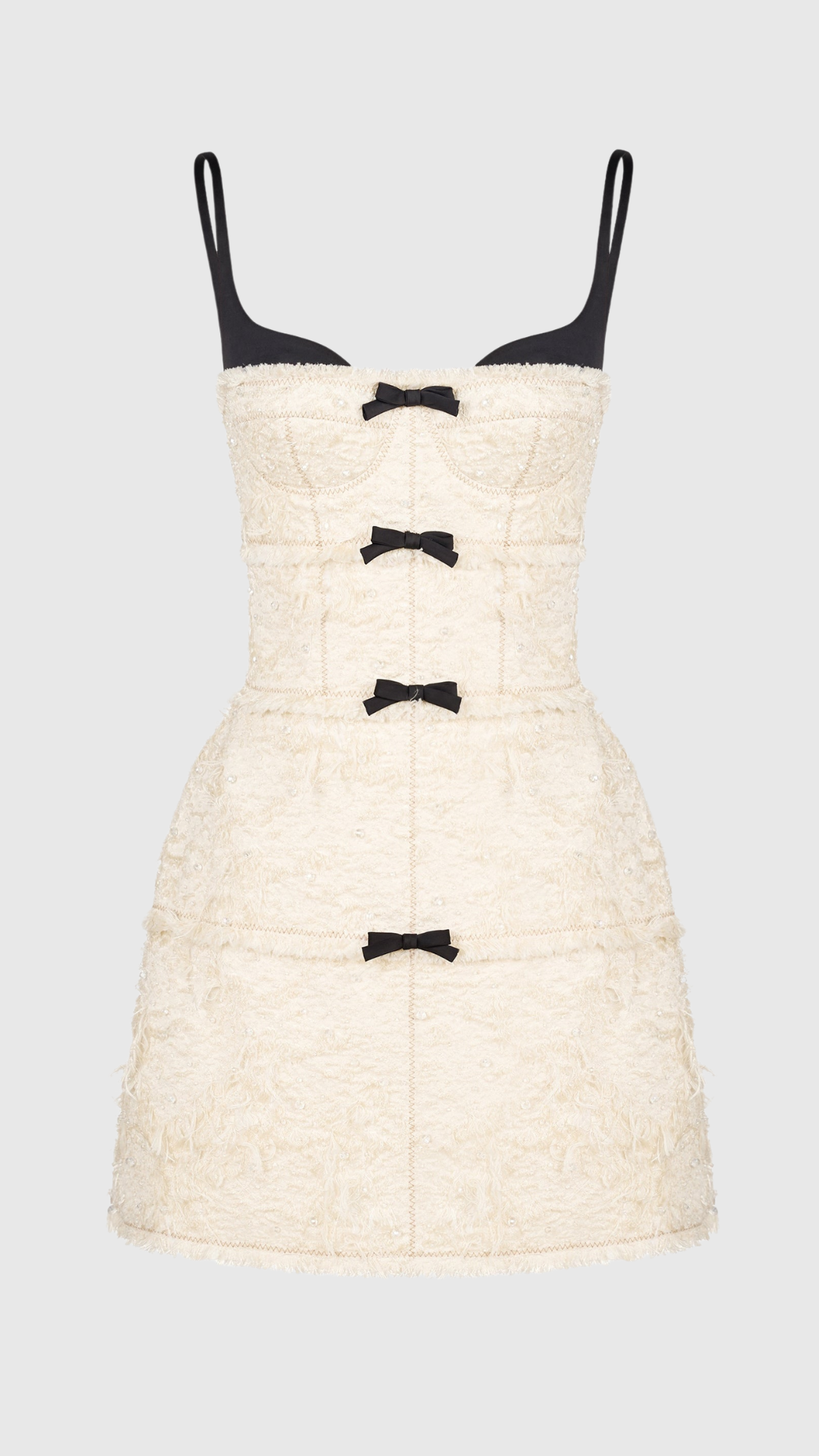 SANTOS BOW JACQUARD MINI DRESS - BEIGE