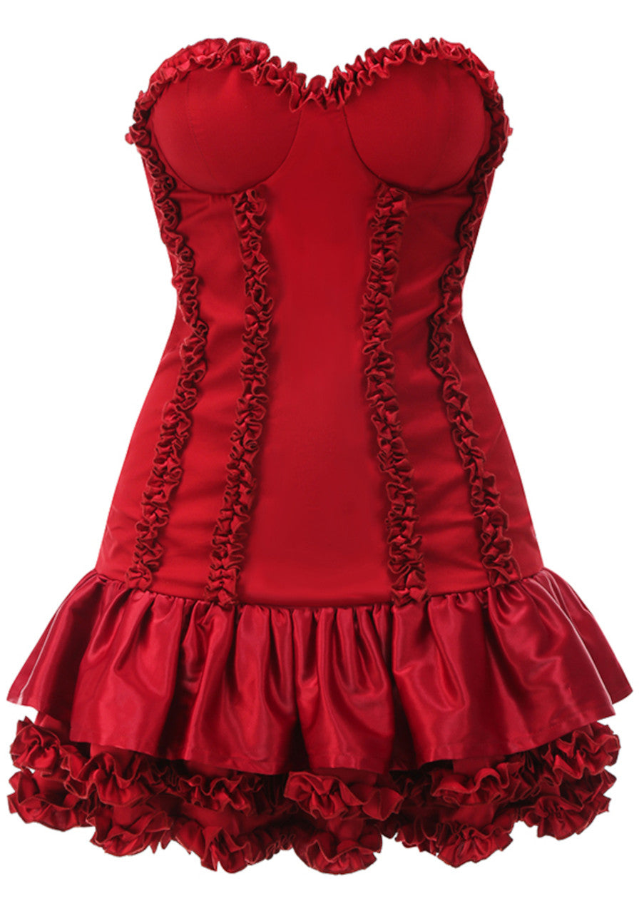 Trägerloses Bustier-Rüschenkleid Rot