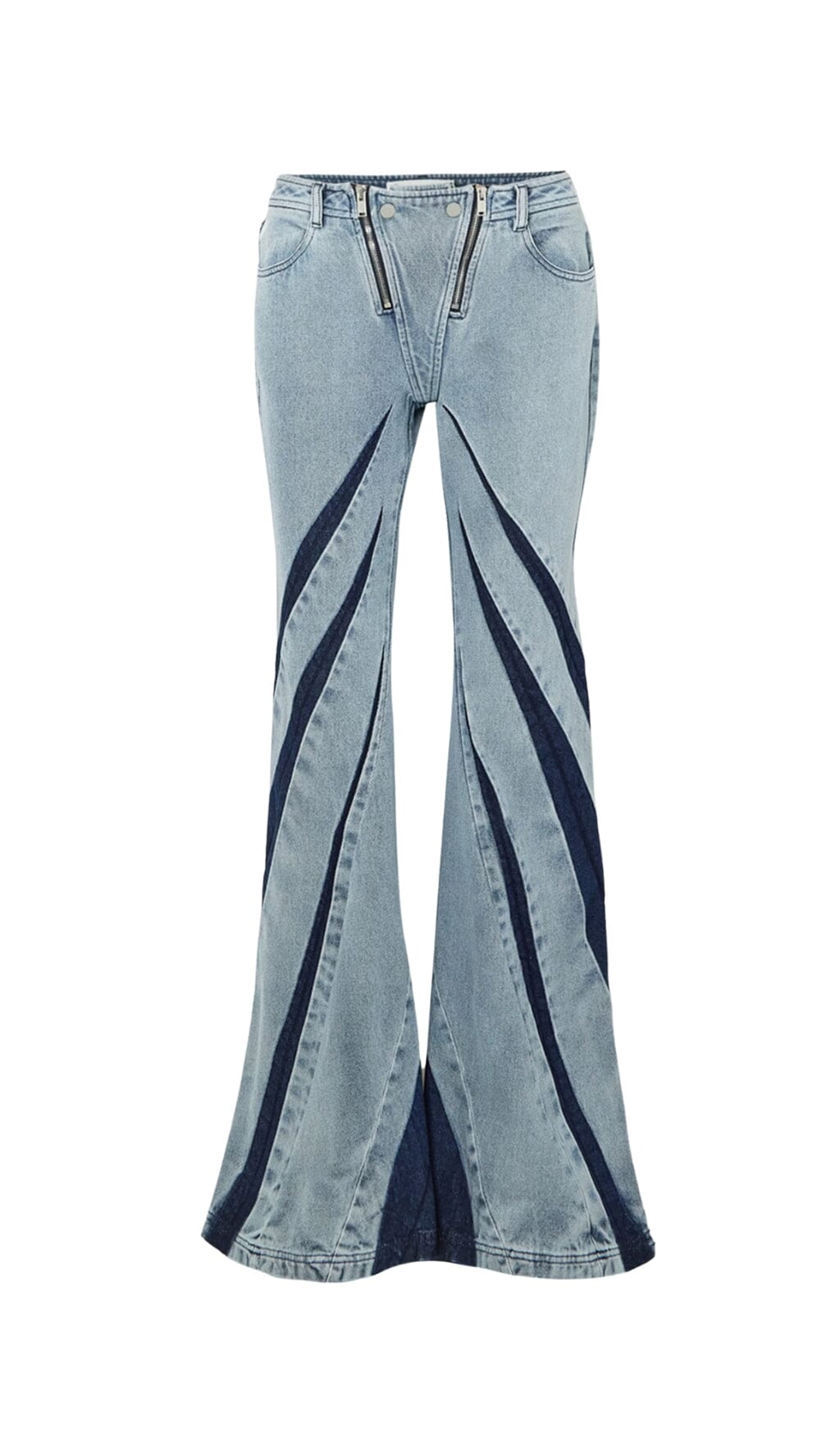 PANTALONI IN DENIM CON ZIP PATCHWORK