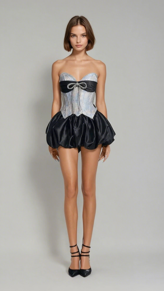 BETHARI STRAPLESS CORSET PUFFY MINI DRESS