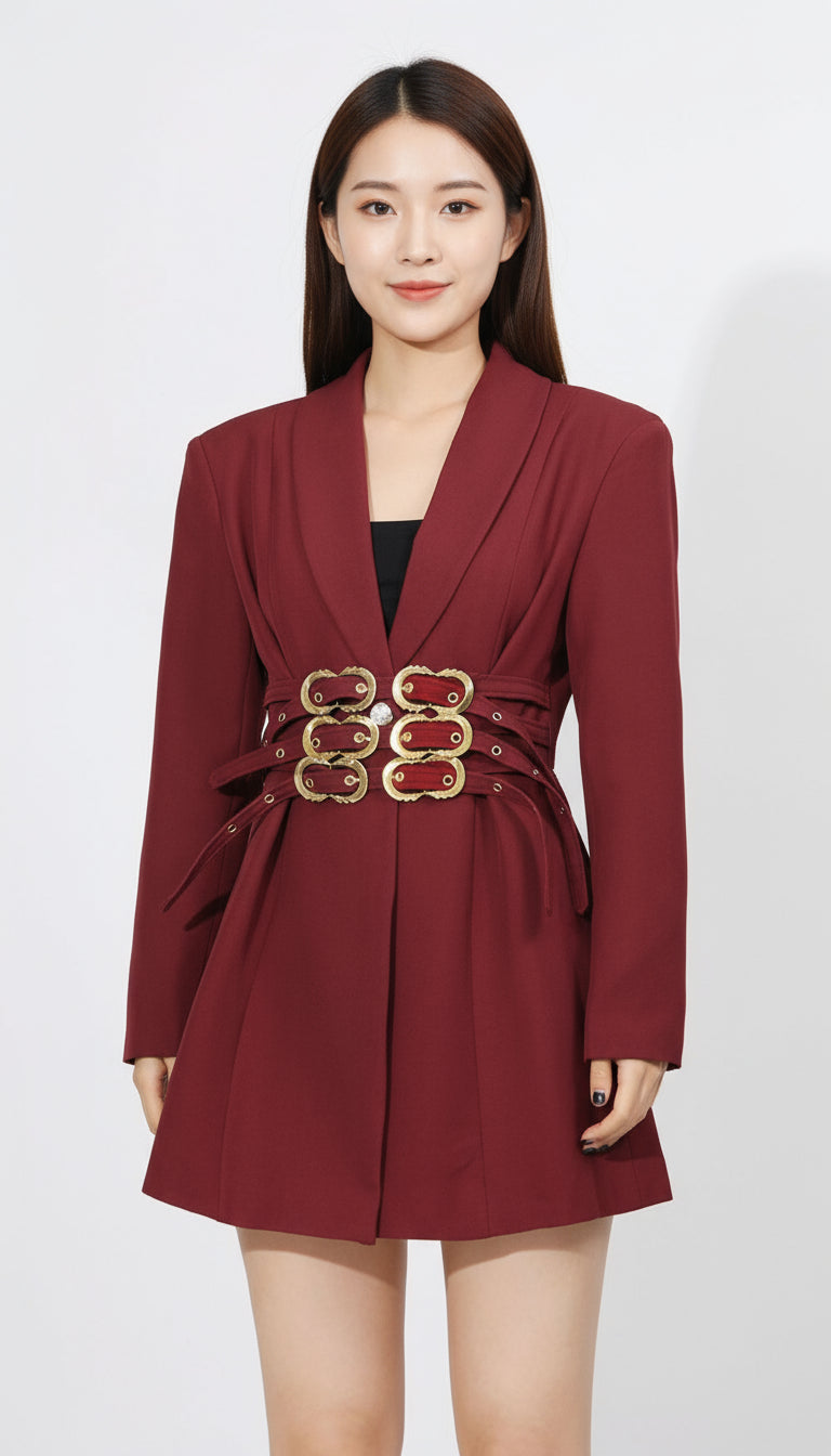 HAWA LUXE BELTED BLAZER DRESS - POWER DRESSING REDEFINED