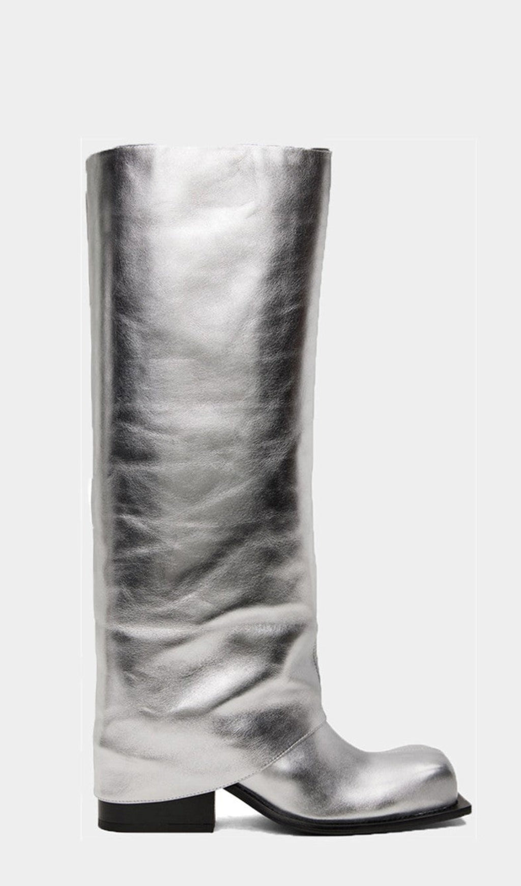 STIVALI DA PANTALONE METALLIZZATI CON TACCO GROSSO DANIKA - ARGENTO