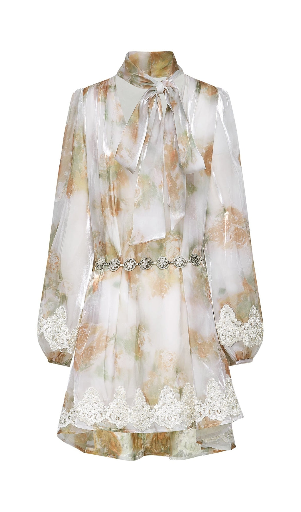 DELPHINE FAUX-PEARL EMBELLISHED MINI DRESS IN NEUTRALS