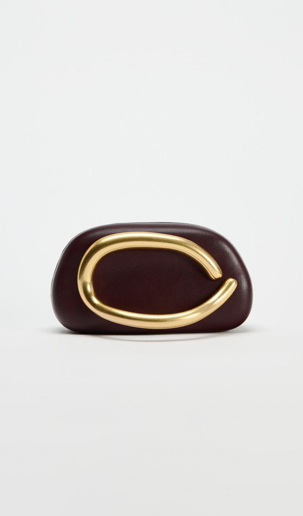 CURVED METAL BOX BAG IN BURGUNDY