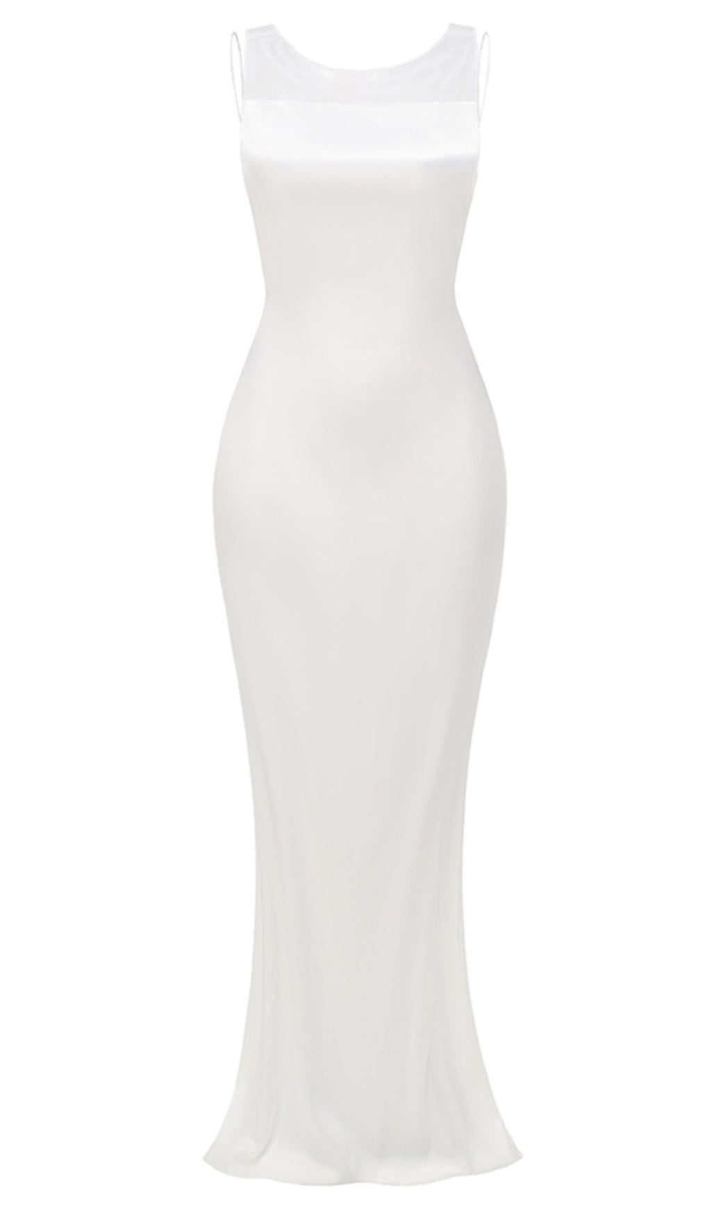 MESH INSERT MAXI DRESS WHITE