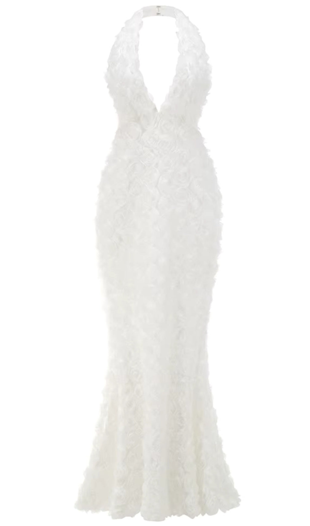 ABITO LUNGO FLOREALE CON SCOLLO A V BIANCO