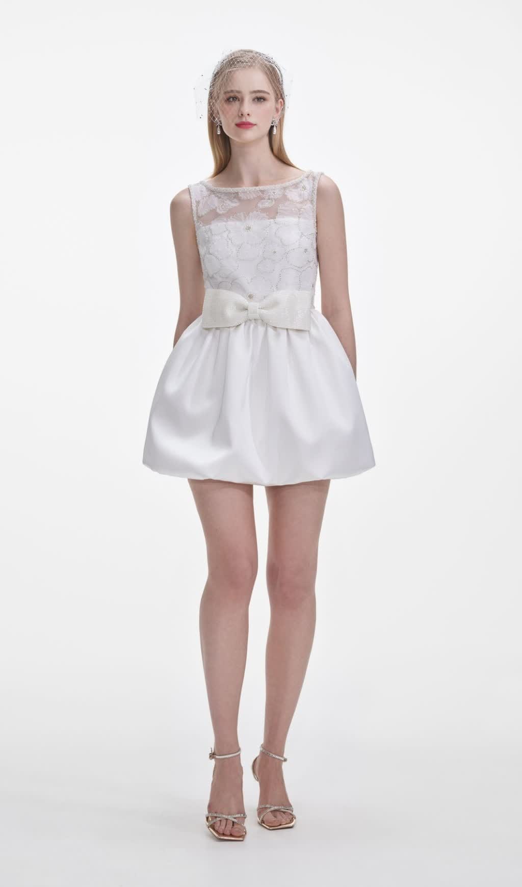 WHITE TULLE MINI DRESS