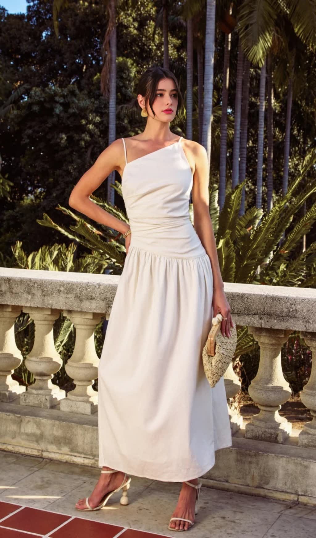 WHITE HOT ONE SHOULDER MAXI DRESS