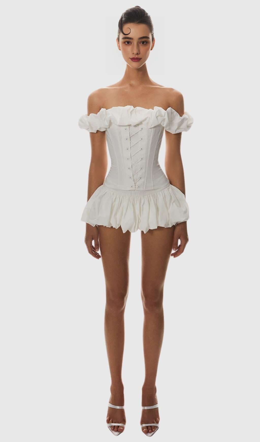 Tyora Puff-Korsett mit Schnürung und schulterfreiem Schnitt