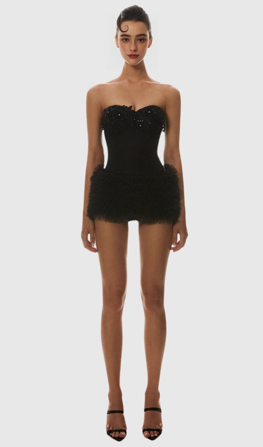 NKETIA SEQUIN EMBROIDERY STRAPLESS CORSET